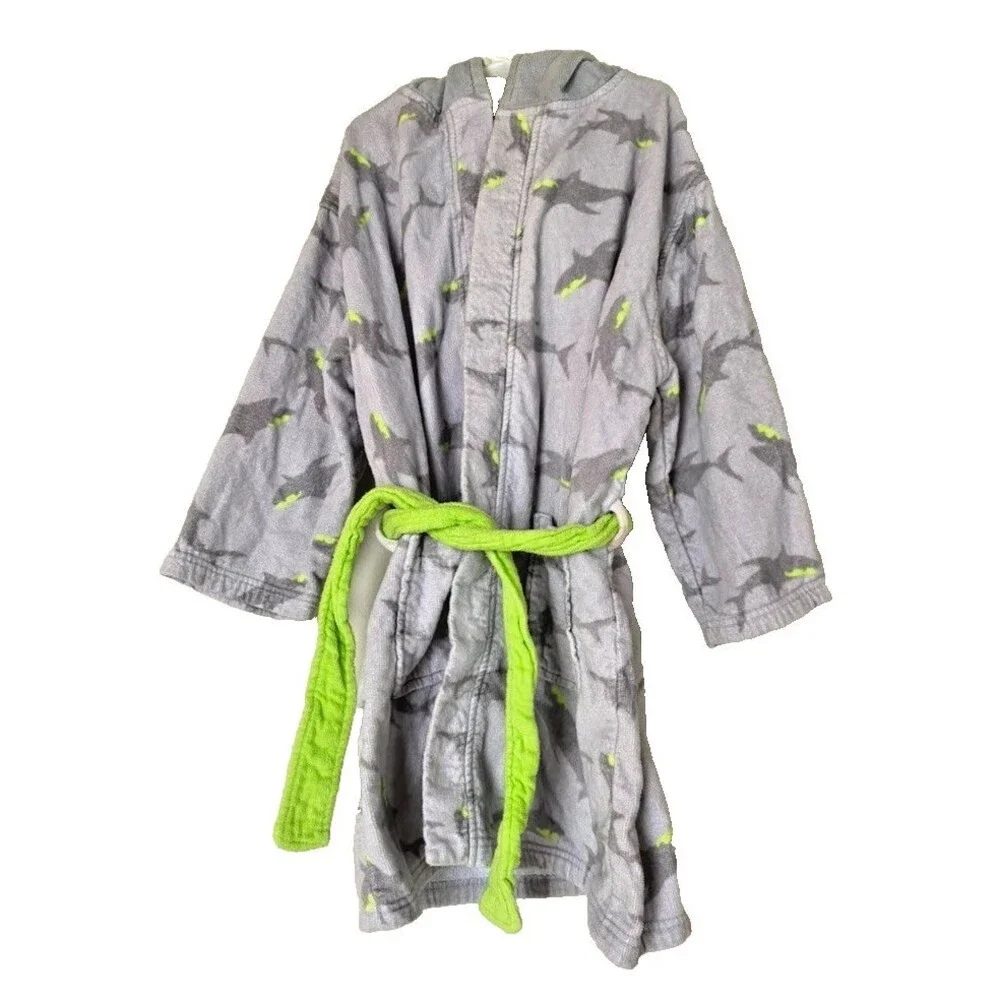 St. Eve Gray Shark Bath, Beach, Pool Terry Cloth Cover-Up Robe Size 10-12 (6-8)*